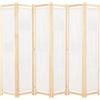 vidaXL Divisorio a 6 Pannelli con Tasche Autoportante Paravento Separé Privacy Stanza Crema 240x170x4 cm in Tessuto e Massello Abete