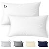 Ôhm Federe Cuscini 30x50 cm Set di 2 in 100% Cotone Jersey 150 g/m² in Bianco con Cerniera - Federa Morbida e Traspirante per Cuscino Cervicale e da Viaggio - Facile da Lavare - Certificato OEKO-TEX