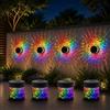 JIABAOZ Solar Mandala Lights Outdoor Waterproof, 7 Color Changing Metal Fence Lights, Decorative Solar Wall Lamp Shadow Projector for Garden Patio Backyard Deck Post Sconce (4pcs)