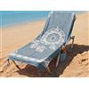 o-day Telo Mare con Angoli e Tasche 70x180cm - Asciugamano Mare Cotone Fouta 100% Per Lettino e Spiaggia (Acchiappasogni - Azzurro Turchese)