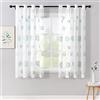 MIULEE Tenda per Camera da Letto, Tende Voile con Verde Acqua Ricamata Motivo, Tende Bianche Trasparenti con Occhielli, Tenda Finestra Interni per Casa Soggiorno e Salotto 2 Pezzi,2xL 140 x A 175 cm