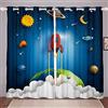 Tbrand - Tende astronauta a razzo blu astronauta per camera da letto, soggiorno, per bambini, ragazzi, ragazze, finestre a fumetti, tende spaziali, stampa razzo, W46 x L54