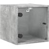 vidaXL Comodino con Anta in Vetro Grigio Cemento 35x37x35 cm