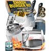 SMASHI BURGER SMASHI® Kit Smash Burger in Acciaio Inox 304 - Smasher, Pressa Hamburger, Tapa Smash, Espátola, Fogli Antiaderenti | Set Professionale per Cucina, BBQ e Ristorazione (AVANZATO)