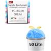 HW CASA 60 Pezzi Sacchetti Spazzatura Ecologici da 50L in LDPE Riciclato,Sacchetti per la spazzatura profumati con manico scorrevole,Dotati di sistema antigoccia,Perfetti per Casa e Ufficio,Blu Rosa