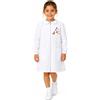 Siggi Grembiule asilo bambina Bianco con zip centrale Siggi ricamo Gattino 4338, BIANCO