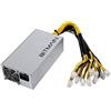 Joskeijky Alimentatore Mini APW7 1800W PSU per Bitmain Antminer S9/L3+/A6/A7/R4/S7/E9 con 10 connettori PCI-E 6Pin