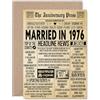 Stuff4 Biglietto di auguri per il 50° anniversario di matrimonio, per uomini e donne, con giornale vintage sposato nel 1976-50 anni, per marito, partner, moglie, compagno, biglietto di auguri per