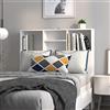 sephironlbb Testiera per letto con ripiani, bianco, 100 x 19 x 103,5 cm, in legno, montaggio a parete, camera da letto, libreria, schienale funzionale