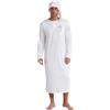 Sinleey Uomo Donna Pigiama con Cuffia Set Camicia da Notte A Maniche Lunghe con Taschino sul Petto E Bottoniera Costume da Sonnambulo Bianco L