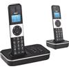 Gistuch Telefono cordless D1002 TAM-D con 2 portatili, segreteria telefonica, ID chiamante, LCD da 1,6 pollici, 3 linee, batterie ricaricabili, 16 lingue