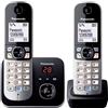 Panasonic Telefono cordless PANASONIC KXTG6822 Duo, riduzione del rumore, blocco selettivo delle chiamate, segreteria telefonica, GAP, 120 nomi
