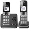 Panasonic Telefono cordless Panasonic KX-TGD322FRG, segreteria telefonica, 2 ricevitori, vivavoce, identificazione del chiamante