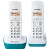 Panasonic Telefono cordless DECT, Panasonic KX-TG1612FRC, Duo, 2 ricevitori, display illuminato, blu