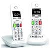 Gigaset Telefono fisso cordless GIGASET E290 Duo, ampio display, tasti grandi, Audio Boost, bianco