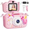 Merkloos Fotocamera digitale da 20 pollici per bambini, con motivo unicorno, regalo di Natale, regalo di compleanno, regalo per bambine e bambini dai 3 ai 12 anni, HD 1080p, resistente agli urti