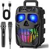OEM Altoparlante portatile Bluetooth per karaoke con 2 microfoni, tromba da 85 cm, cinturino a tema Halloween, porta USB, per adulti e bambini, ideale per feste e matrimoni.