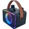 OEM Altoparlante Bluetooth portatile con 2 microfoni wireless, adatto ad adulti e bambini, illuminazione a LED (nero).