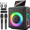 OEM Altoparlante per karaoke, Bluetooth 5.3, suono avvolgente a 360°, include microfoni con cavo e wireless, supporta chiavette USB e schede TF, dimensioni 24 x 10 x 10 cm