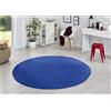 HANSE Home Fancy - Tappeto Rotondo per Soggiorno, Tinta Unita, Moderno, in Velluto, per Sala da Pranzo, Soggiorno, cameretta dei Bambini, corridoio, Camera da Letto, Cucina, Blu, Diametro 133 cm