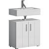 trendteam smart living - Wons - Mobile sottolavabo - Bianco/Bianco lucido - 2 ante e 1 ripiano - 60 x 58 x 34 cm - maniglie argentate - antigraffio