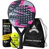 ianoni PR8100 - Racchetta da padel Starter Set - Include borsa per il trasporto e 3 palline Pro S Padel - Racchetta leggera di controllo e potenza per giocatori principianti e intermedi - 8100 rosa
