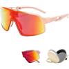 Beafaeur Occhiali da Sole Ciclismo Bambini 3-12 Anni, Pieghevoli, Protezione UV400,Occhiali Sole Sportivi con Custodia e Panno, per Sci Ciclismo Corsa Sport All'aperto(Rosa)