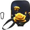 CNTDBU Custodia per pagaia in neoprene con bella rosa gialla con tasca a rete, moschettone per borsa da palestra