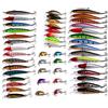 Generic XILILHC 48 Pz/Set Mix Richiamo di Pesca Set Minnow Floating Swing Crankbait Crazy Wobblers Affondamento Artificiale Bionic Hard Bait Crank Lure Kit