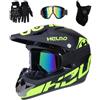 EVGATAVAB Unisex Integrale Casco da Motocross, con Occhiali Guanti Maschera, Gioventù Bambini Fuoristrada Moto BMX MTB ATV Caschi, Discesa Quad Dirt Bike Enduro Casco, per Ragazzo e Ragazza(Light Green,S/52-53C