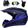 EVGATAVAB Unisex Integrale MTB Casco da Motocross, Ragazzi Bambini Fuoristrada Moto ATV Scooter Enduro Caschi, Downhill Corsa BMX Quad Dirt Bike Casco, con Occhiali Guanti Maschera(Blue,S/52-53CM)