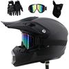 EVGATAVAB Ragazzi Bambini Integrali MTB Casco da Motocross, con Occhiali Guanti Maschera, Dual Sport Elegante Fuoristrada ATV Moto Caschi, Unisex Downhill Enduro BMX Dirt Bike Casco(A12,S/52-53CM)