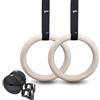 ZLXHDL Anelli Calisthenics Legno, Anelli Ginnastica per Trazioni Allenamento a Corpo Libero,con Regolabili Lunghi Fibbie Cinghie, Palestra Accessori