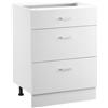 VEVOR Mobiletto Base con 3 Cassetti non Assemblato 600 x 475 x 816 mm, Mobiletto Pronto da Montare con Ante a Chiusura Ammortizzata Ripiano Regolabile per Ufficio Uso Domestico Casa, Bianco