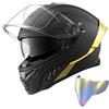 VEVOR Casco Integrale con Visiera Doppia, Casco Integrale Taglia L da Motociclista Visiera Parasole di Ricambio Omologato ECE 22,06 DOT, Calotta in ABS, Tasca per Altoparlante Bluetooth, Colore Nero