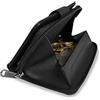 Quenchy London Portamonete da Donna Sottile in Vera Pelle Morbida - Portafoglio Portamonete Grande con Cerniera - 5 Scomparti per Carte di Credito - Blocco RFID - (Nera) - QL115K