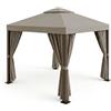 LBSIGN Gazebo In Alluminio 3x4 Con Tende Laterali Struttura Marrone Telo Tortora Romance