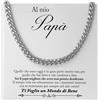 Bramart Collana Cubana Uomo Babbo idea Regalo Compleanno Idee Regali per lui Natale Festa del Papà Idee regalo per i padri - Cofanetto con DEDICA incluso (Papà 2, Cubana)