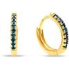 Louis Ciocchetti dal 1887 Orecchini Argento 925 a Scattino con Zirconi 5A blu, 10 mm, argento dorato, Cerchi Giro Lobo, Made in Italy
