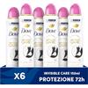 Dove Deodorante Spray Advanced Care Invisible Care, con Formula Idratante e Delicata sulla Pelle, Formula Anti-macchia, Pelle Asciutta Fino a 72 Ore, Deodorante Uomo e Donna, 6 Pezzi da 150ml