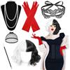 MZJAUVF Parrucca Crudelia Demon, Set di Accessori Anni '20, Crudelia Demon Accessori con Parrucche Cosplay per Maschera di Pizzo Guanti, Accessori Carnevale Donna, per Halloween, Carnevale, Cosplay
