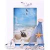 TAIYOU Cornice foto legno vintage Cornice tavolo verticale 4x6 pollici Decorazione cornice foto shabby Stile mediterraneo Cornice nautica con conchiglie barca a vela rete pesca stella marina gabbiano