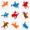 FINGERINSPIRE 9 stencil per pittura cowboy, 15 x 15 cm, riutilizzabili, modello per disegno di cavalli, fai da te, arte, rodeo, spettacolo, decorazione, stencil per pittura su legno, parete, tessuto,