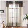 MIULEE 2 Pannelli Tende Trasparenti Voile Soggiorno Moderne Eleganti a Righe con Anelli per Soggiorno Moderne e Camera da Letto e Casa 140 X 175 CM Marrone Cachi