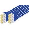 DIGITUS Cavo LAN Cat 6A - 0,25 m - 10 pezzi - S/FTP schermato - 10 Gbit/s - 500 MHz - PoE++ - AWG 26/7 - LSZH - Cavo di rete RJ45 - Compatibile con Cat6 e Cat7 - Blu