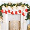 Qpout Calze Natalizie, 8 Pezzi Calze Natalizie Rosse e Bianche con Ricami Fiocchi di Neve Dorati per Decorazioni Natalizie Mini Calze da Appendere Sacchetto Regalo per Decorazioni Albero di Natale