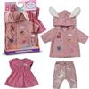 BABY born Set cappotto con vestito, leggings e cappuccio con orecchie per bambole da 43 cm