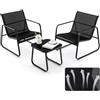 KOMFOTTEU Set da Bistrò in Tessuto Textilene, Set da Giardino in 3 Pezzi, Tavolo Portato 30 kg, 2 Sedie Portate 150 kg, Set Tavolo e Sedie da Esterno, Patio, Cortile, Veranda (Nero)