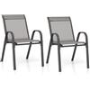 KOMFOTTEU Set di 2/4 Sedie da Giardino, Sedie Impilabili da Esterno in Tessuto con Telaio in Metallo, Poltrona da Balcone con Braccioli e Schienale Alto, per Sala da Pranzo, Carico 150 kg (Grigio*2)