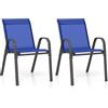 KOMFOTTEU Set di 2/4 Sedie da Giardino, Sedie Impilabili da Esterno in Tessuto con Telaio in Metallo, Poltrona da Balcone con Braccioli e Schienale Alto, per Sala da Pranzo, Carico 150 kg (Blu*2)